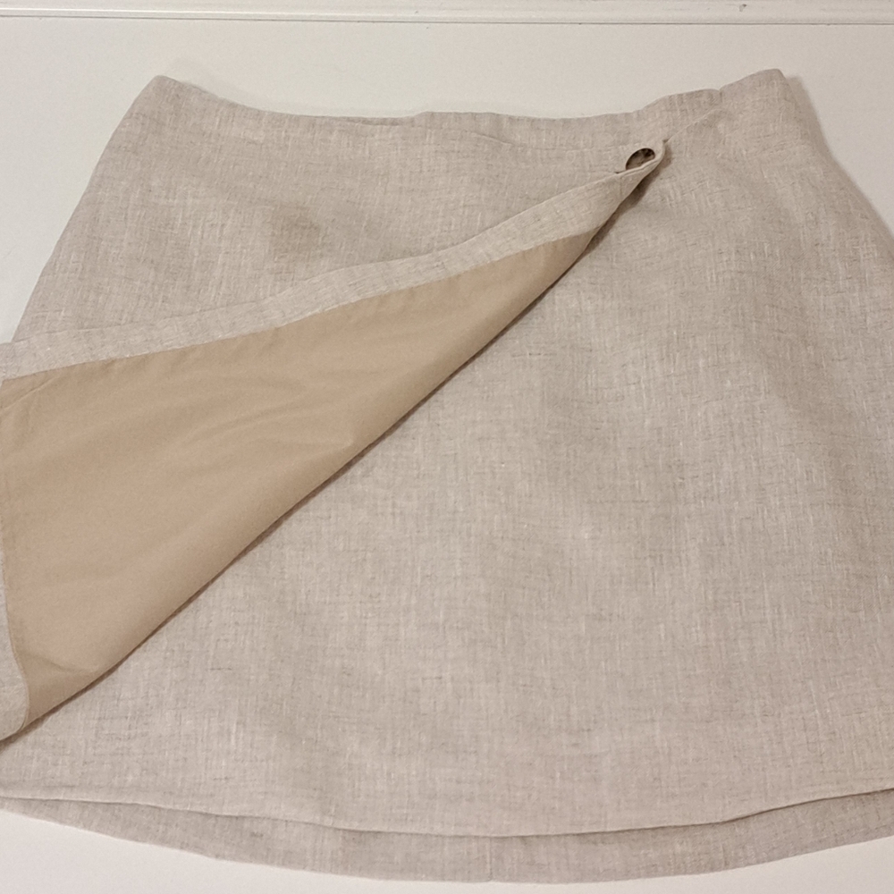 Banana Republic Linen Wrap Cream Mini Skirt Misses Size 4 - Picture 6 of 13